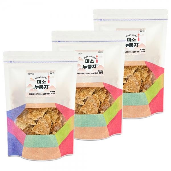 맛뜰정원 양면으로 구운 미소 누룽지 300g x 3개 대용량식사대용