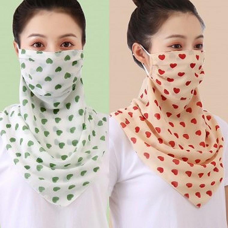 1+1 하트 쉬폰 망사 마스크 여름 스카프 골프 파크골프 등산 라이딩