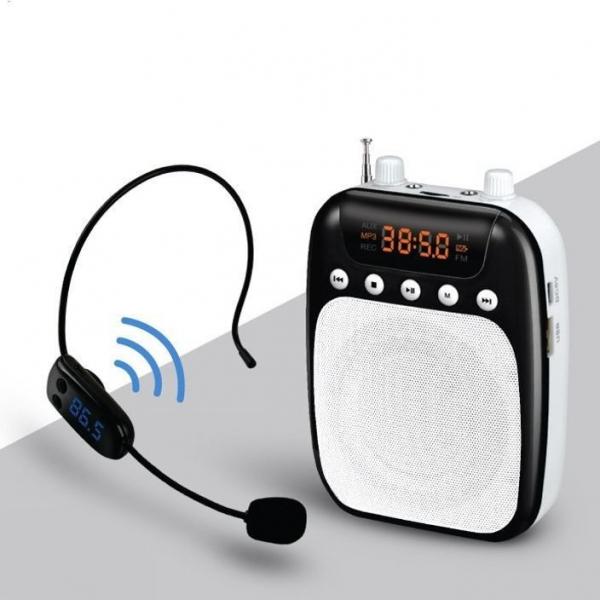 휴대용 FM 무선 마이크 앰프 스피커 블랙