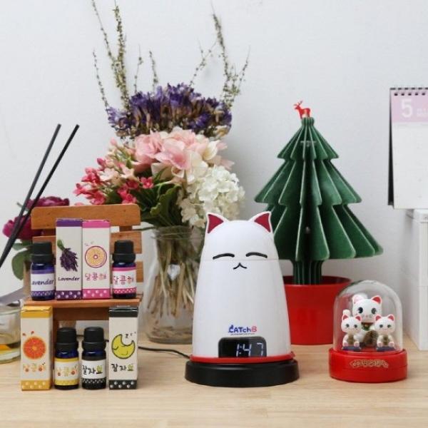 향기나는 고양이 탁상시계 캐치비 클락