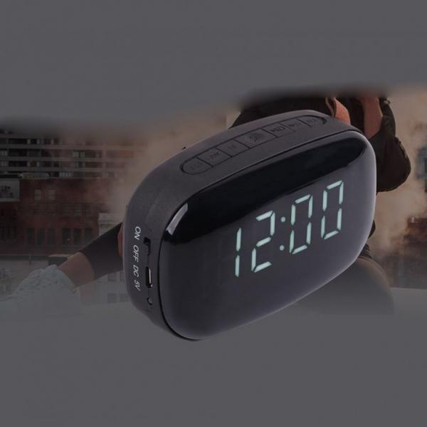 듀얼 알람 블루투스 스피커 블랙 시계 음악 노래
