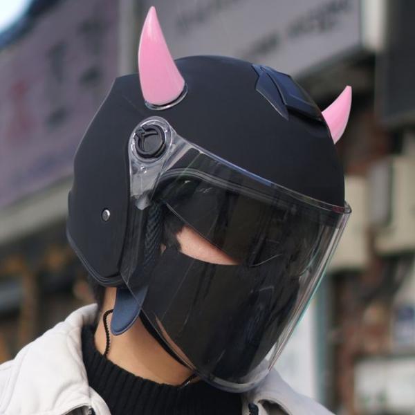 삼에스 오토바이 헬멧 장식 악세사리 악마뿔 핑크