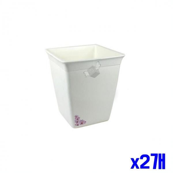 화이트 정사각 화분 27.5x27.5x31cm x2개 장식화분