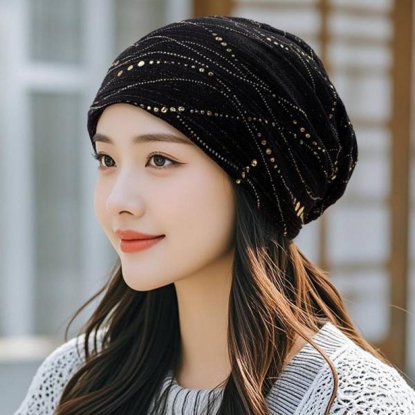 꽃무늬 패턴 중년 얇은 비니 모자 6color LM-0721