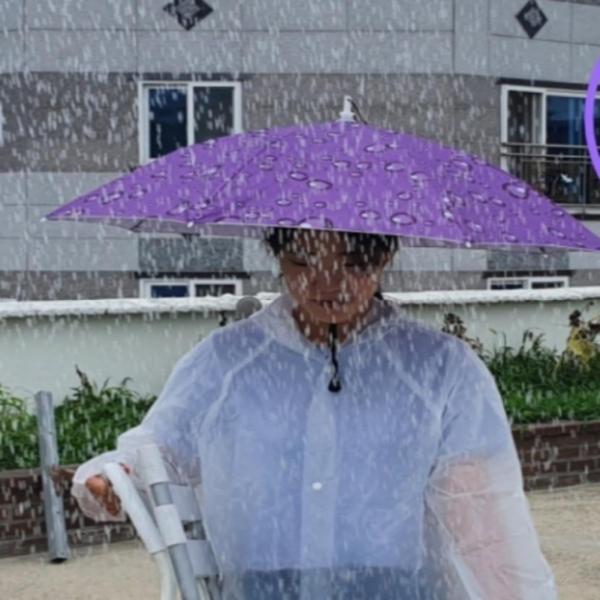 머리에쓰는 중형 퍼플 파라솔 머리 우산 모자