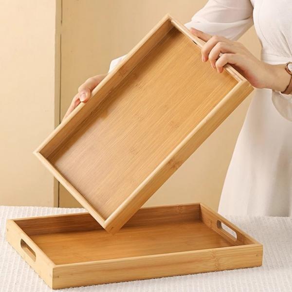 카페 사각 나무 쟁반 손잡이 우드 트레이 대나무