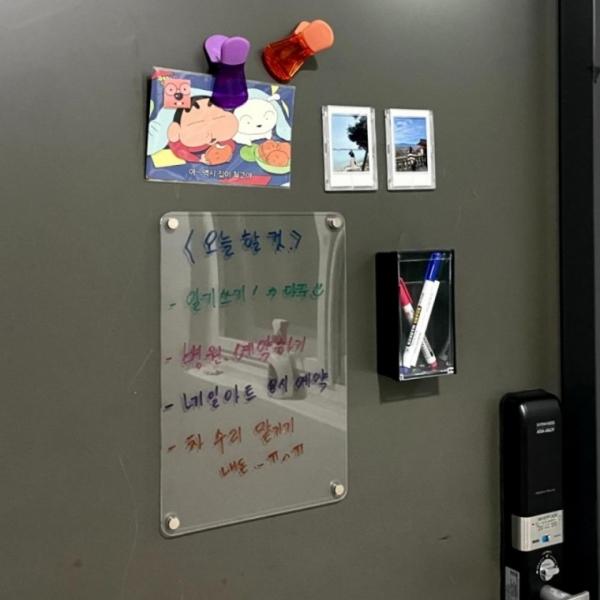 자석 냉장고 아크릴 메모보드 20x30 투명 냉장고 메모 시트 자석보드