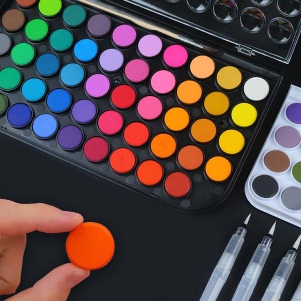 고체 물감 6종 워터붓 세트 수채화 성인 용신 제품 아크릴 아트 그림 그리기 사무용 펜