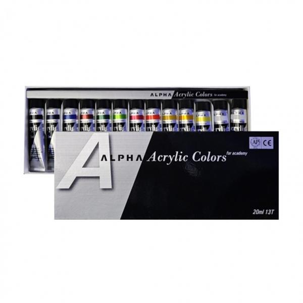 알파색채 실버 아크릴물감 화방 채색 12색 세트 20ml 13T 입시미술