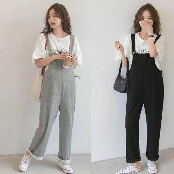 캐주얼 임산부 멜빵바지 팬츠 임부복 와이드 퀄리티 카고 루즈핏 헐렁한 데일리 오버핏