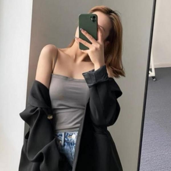 여성 여름 데일리 민소매 나시 베이직 스퀘어 끈나시