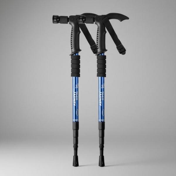 트레킹 스틱 충격완화 스프링 T형 보행 보조 지팡이 2개 세트