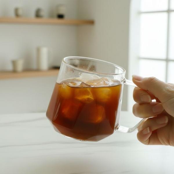 열탕소독 가능한 홈카페 내열유리컵 400ml 2p 투명 유리잔 세트