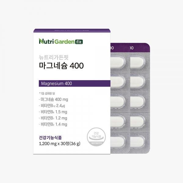 뉴트리가든핏 마그네슘400 1200mg x 30정, 1박스 고함량 비타민B
