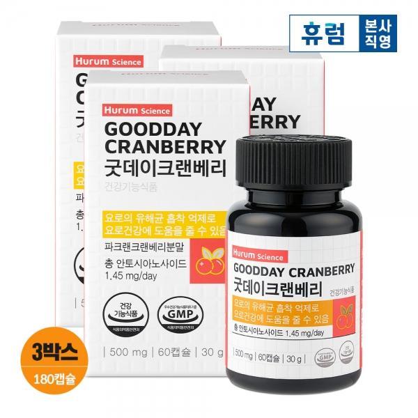 휴럼사이언스 굿데이 크랜베리 3개월 요로 건강 방광 건강 배뇨 관리 유산균 혼합분말