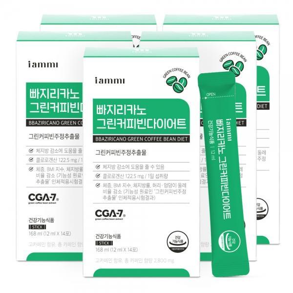 휴럼 아이엠미 빠지리카노 그린커피빈 다이어트 12ml 14포 5박스 주정추출물 커피추출액