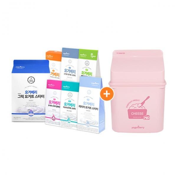 요거베리 그릭 요거트 만들기 세트 유청분리기(치즈메이커)+플레인 요거트 스타터 1박스