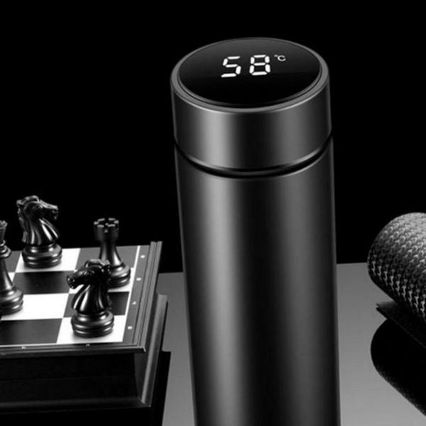 휴대용 led 보온병 터치식 스마트 보온병 460ml 온도 블랙