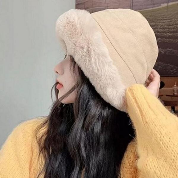 방한 여성 버킷 햇 따뜻한 겨울 버킷 햇 벙거지 모자