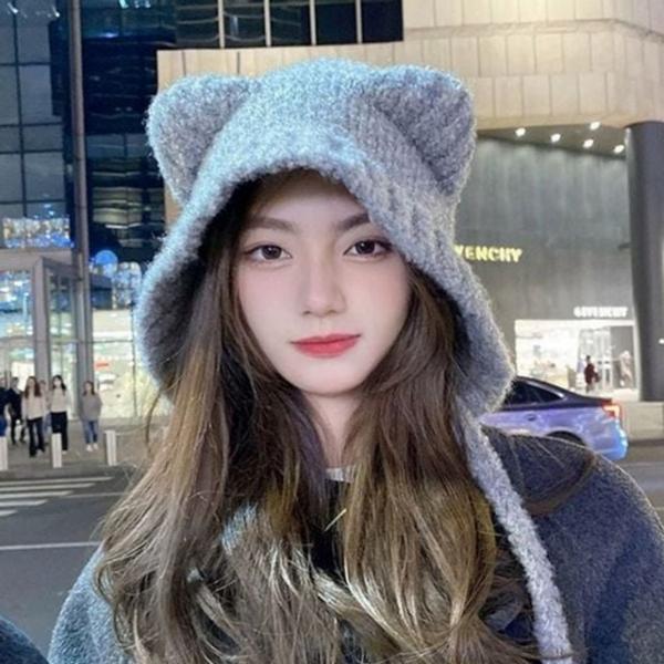 귀여운 여자 고양이 비니 데일리 고양이 귀 비니 겨울 니트