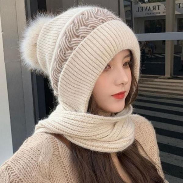 겨울 여자 털 모자 니트 여성 방울 모자 방한모 넥워머