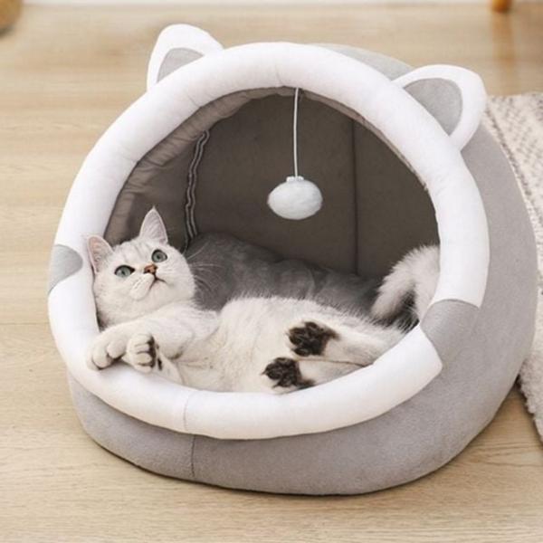 포근한 고양이 하우스 부드러운 고양이 숨숨 집 돔형 사계절