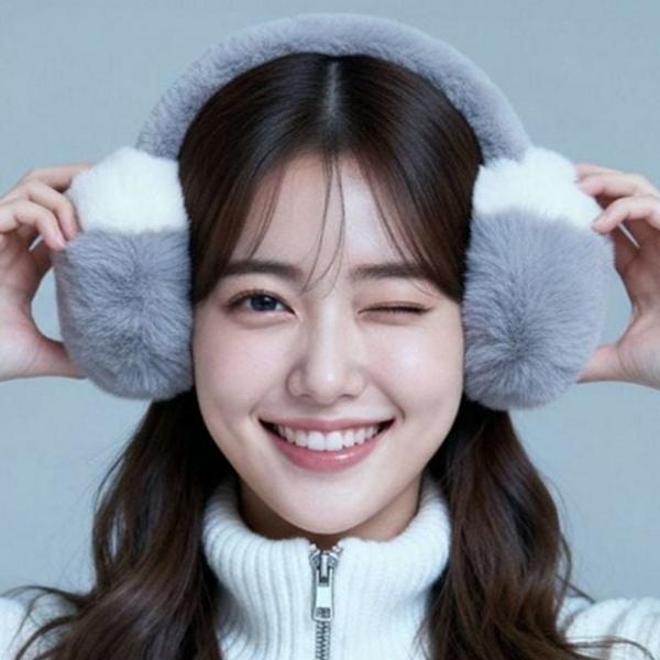 방한 겨울 귀마개 투톤 여성 귀마개 접이식 귀도리 커플