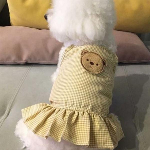 곰돌이 강아지 원피스 민소매 강아지 끈 나시 원피스 반려동물 여름
