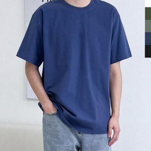 루즈핏 남성 오버핏 반팔 티셔츠 클래식 남자 반팔 라운드 티셔츠