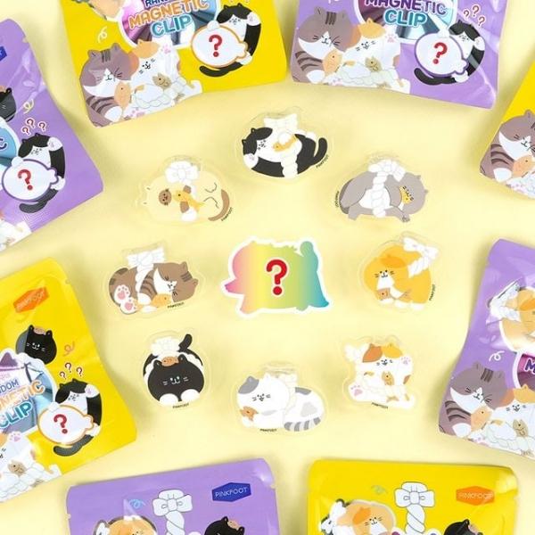 냥이 액막이 랜덤 아크릴 자석 집게 (18개)