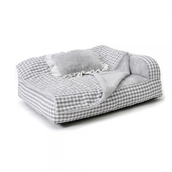 레드퍼피 강아지침대 더폴라 침대쿠션 체크그레이 (대형)