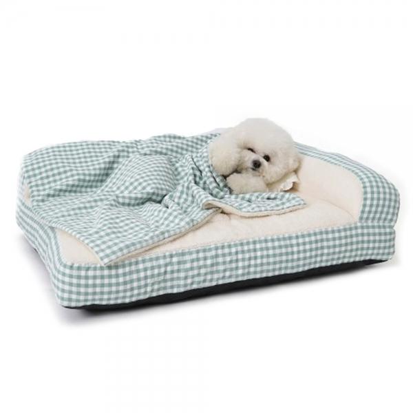 레드퍼피 강아지침대 더폴라 침대쿠션 체크그린 점보 (특대형)