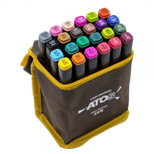 아토스 마카 트윈 마카펜 24색 마커 미술마카 드로윙마카