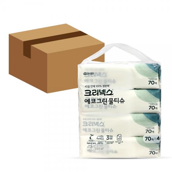 크리넥스 에코그린 저자극 생분해 물티슈 70매 24개입 민감피부 무향