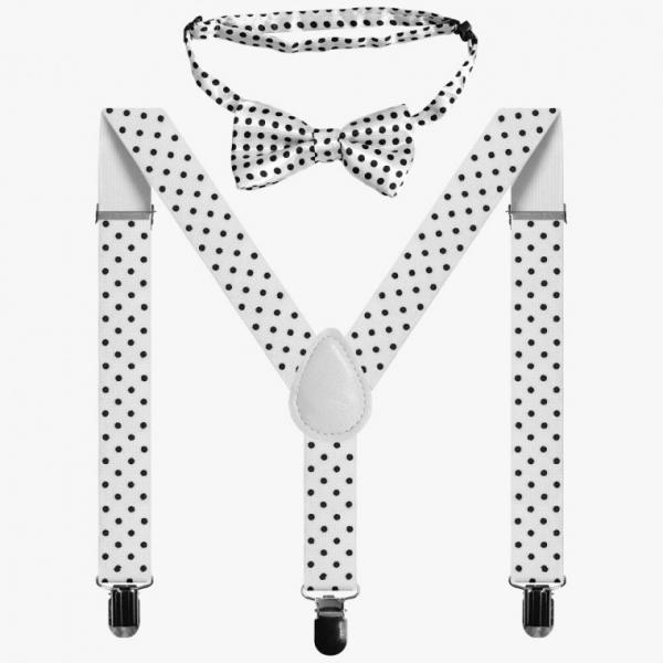 땡땡이 어린이 멜빵 화이트