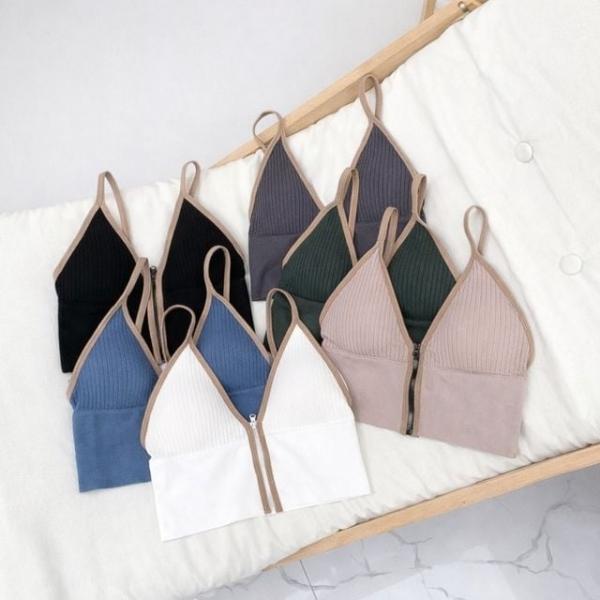 심리스 딥브이 집업 브라렛 캡내장 브라탑 6color