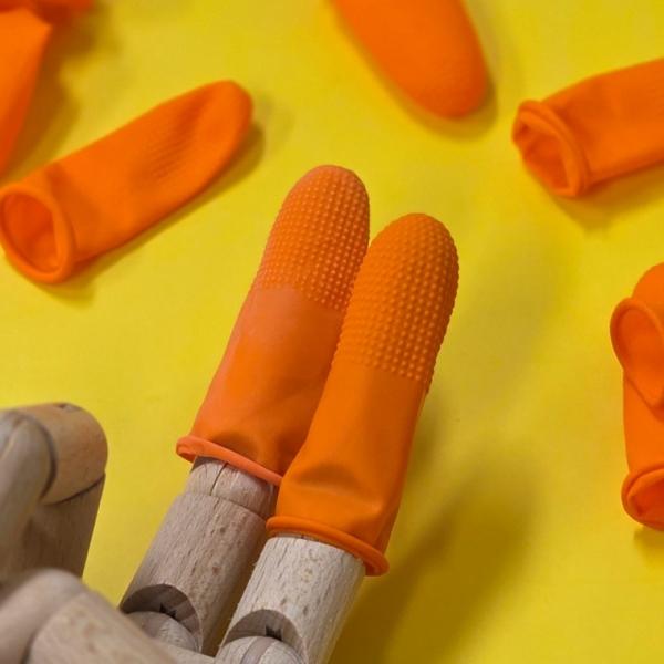손가락 고무 장갑 골무 100P 오렌지