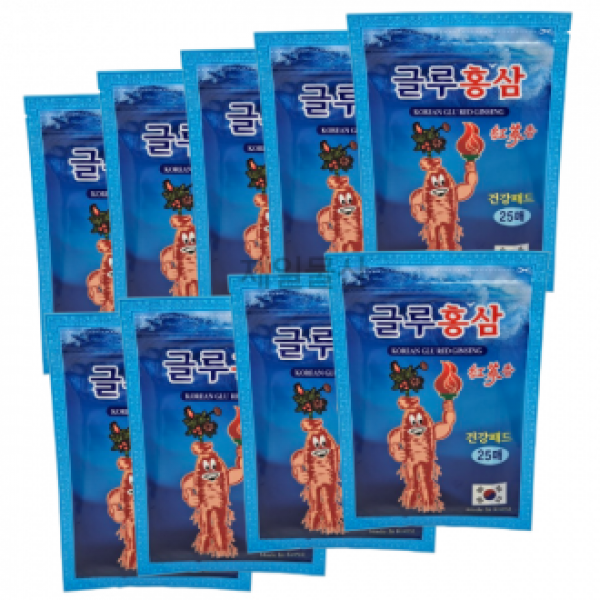 글루홍삼 패드 25매입 붙이는 찜질 팩 건강 패치 9개