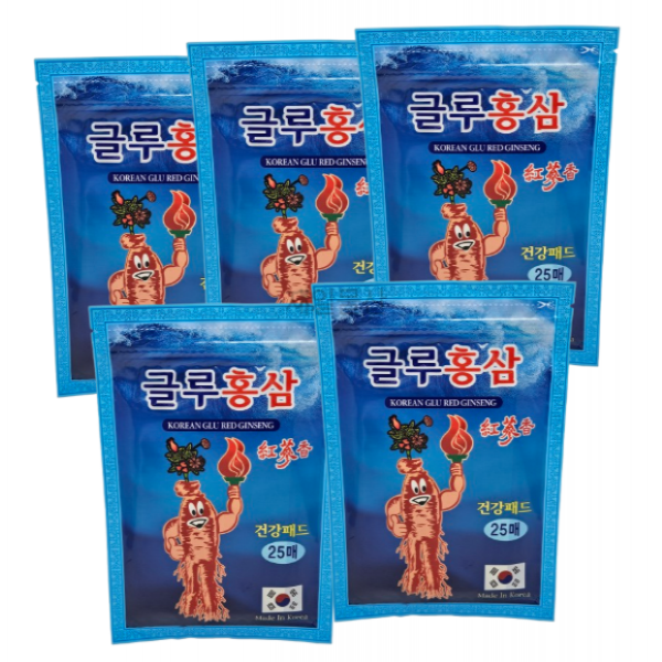 글루홍삼 패드 25매입 붙이는 찜질 팩 건강 패치 5개