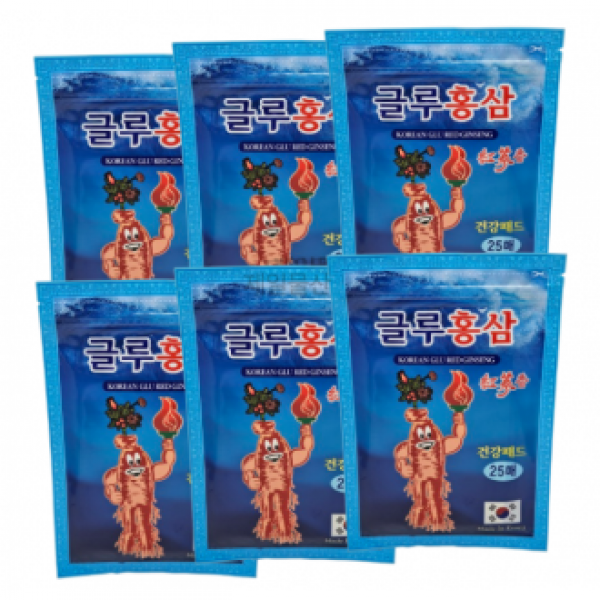 글루홍삼 패드 25매입 붙이는 찜질 팩 건강 패치 6개
