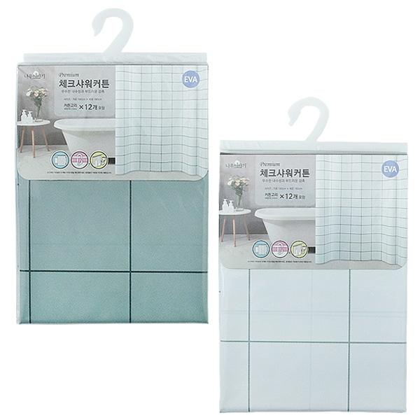 나무이야기 체크샤워커튼