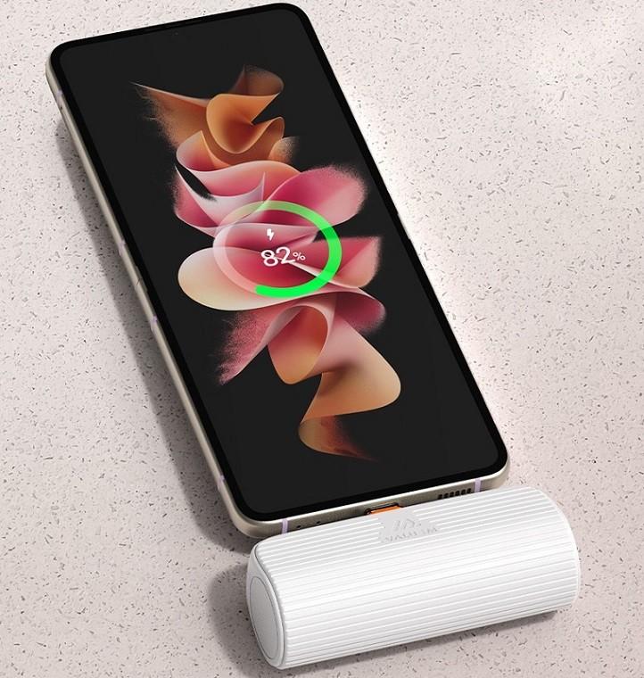 삶의질향상 고속충전 급속충전 C타입 5000mAh 보조배터리 도킹형 미니사이즈 간편휴대 케이블없이 간단충전