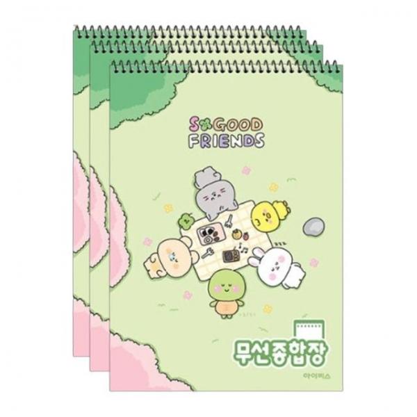 귀여운 초등 스프링 무선 종합장 B 종류랜덤 3P 저학년 공책 연습장