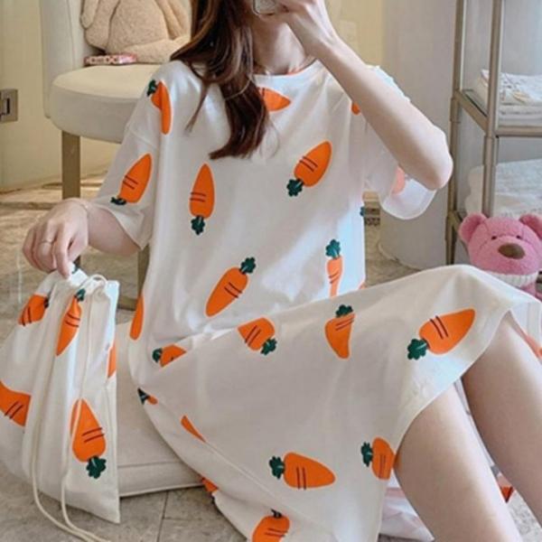 여름 여성 잠옷 수면 루즈핏 극세사 세트 원피스