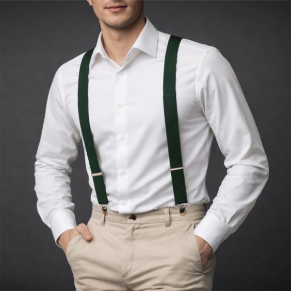 베이직 3클립 멜빵 2p세트 다크그린