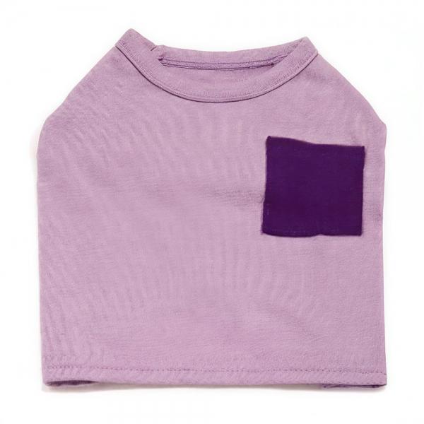 펫 강아지옷 스퀘어포켓 티셔츠 (보라) (XL)