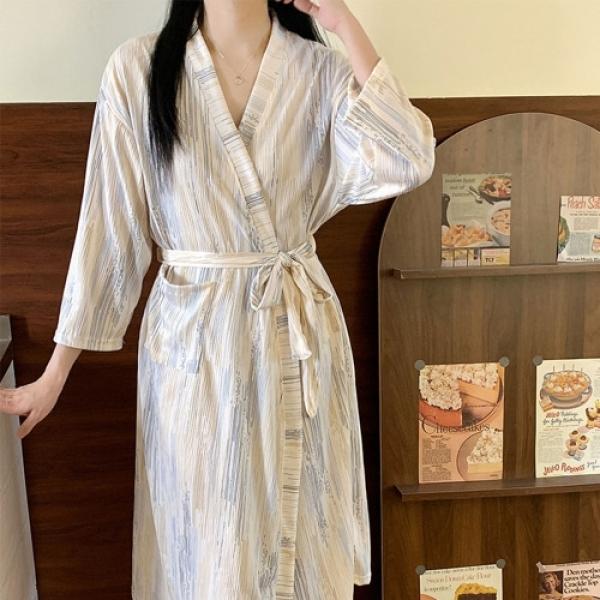내추럴 세련 루즈핏 허리 스트랩 포켓 가운 FD-0676