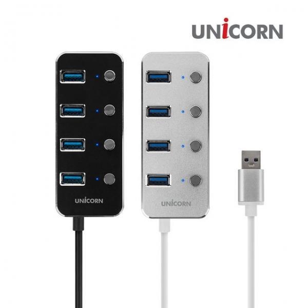 유니콘 TH-4000S USB3.0 4포트 USB허브 개별전원스위치 무전원