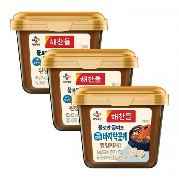 해찬들 바지락꽃게 된장찌개 양념 450g x 3