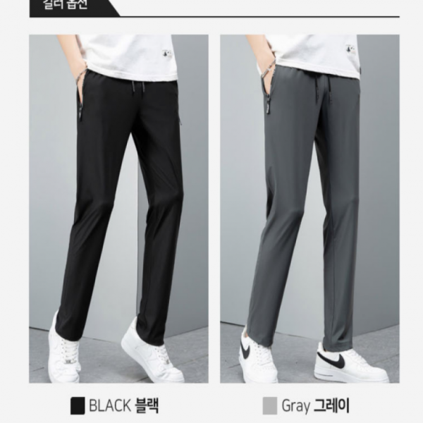 남자여름바지 아이스바지 여름 허리밴딩 쿨팬츠 여름 긴바지 사무실 아웃도어 현장근무복